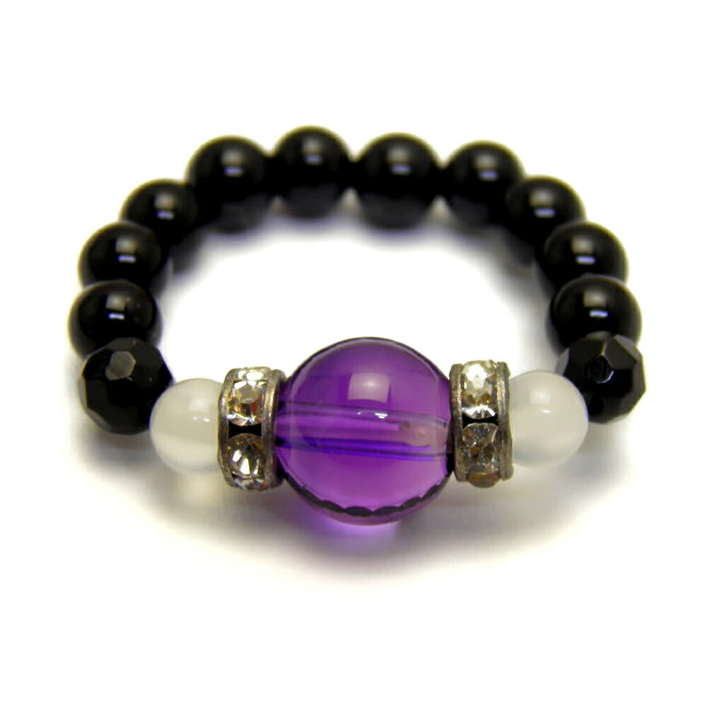 【リング/指輪】 誕生石ビーズ 2月「アメジスト」 風水 天然石 パワーストーン プチギフト 転勤 退職 お礼 母の日 敬老の日 クリスマス ギフト / インペ...