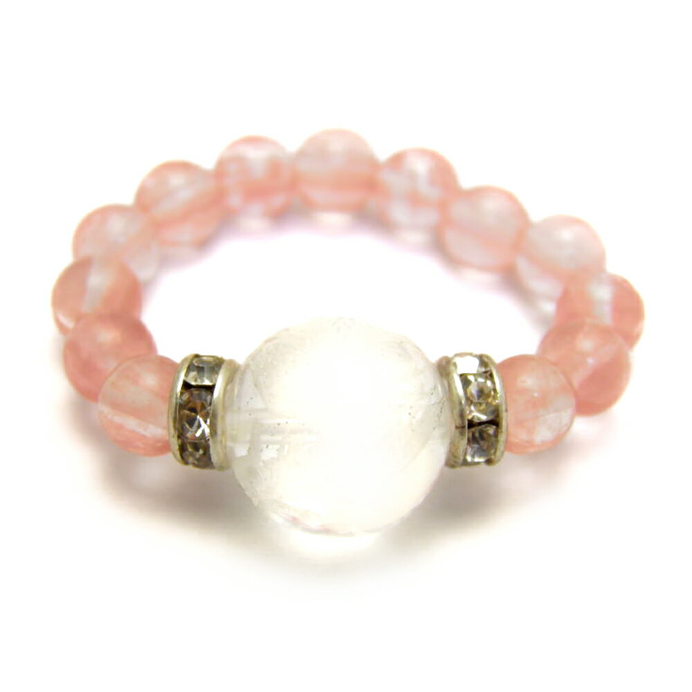 彫刻リング 指輪 水晶鳳凰彫り チェリークォーツ 天然石 パワーストーン プチギフト 転勤 退職 お礼 母の日 敬老の日 クリスマス ギフト / インペリアルオ...