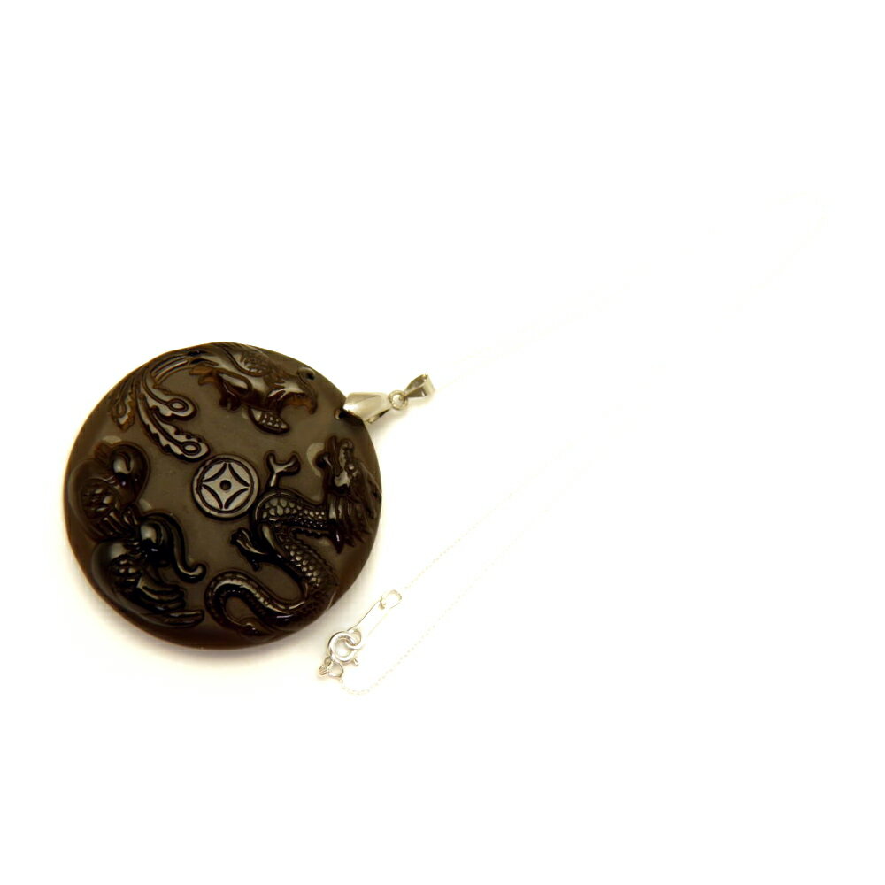 透明オブシディアン 昇龍&鳳凰 ペンダントトップ ネックレス 1個売り プチギフト 転勤 退職 お礼 母の日 敬老の日 ギフト / 天然石、パワーストーンの専門...