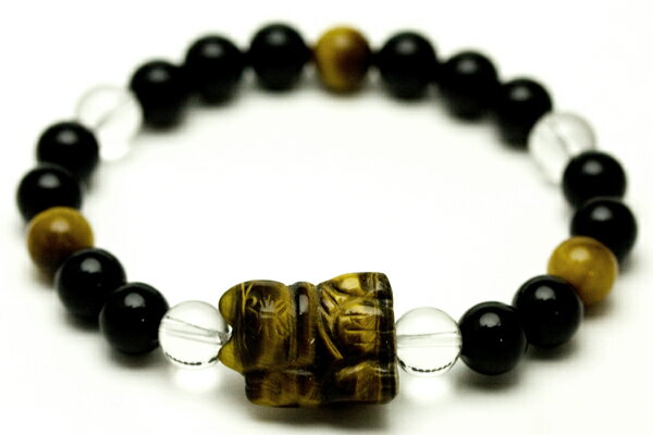 招き猫 宝くじブレスレット タイガーアイ・オニキス・水晶 天然石 パワーストーン プチギフト 転勤 退職 お礼 母の日 敬老の日 ギフト / インペリアルオーラ...