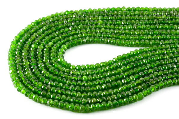 【カットビーズ】 ダイオプサイト (高級) ボタン型カット 2x4mm 一連 送料無料 天然石 パワーストーン / インペリアルオーラ おしゃれ かわいい オシ...