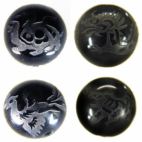 彫刻ビーズ 四神獣 オニキス 4個セット(青龍・白虎・玄武・朱雀) 天然石 パワーストーン / インペリアルオーラ おしゃれ かわいい オシャレ 可愛い プレゼ...