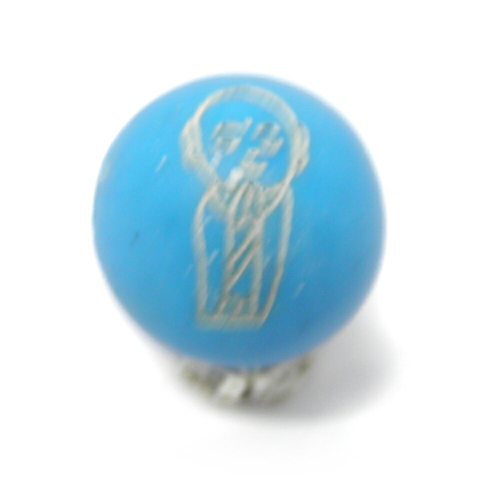 お地蔵様 12mm ターコイズ 縞なし 1粒売り 彫刻ビーズ・彫りビーズ 手作りにオススメ！ 天然石 パワーストーン / インペリアルオーラ おしゃれ かわいい オシャレ 可愛い プレゼント ギフト 贈り物