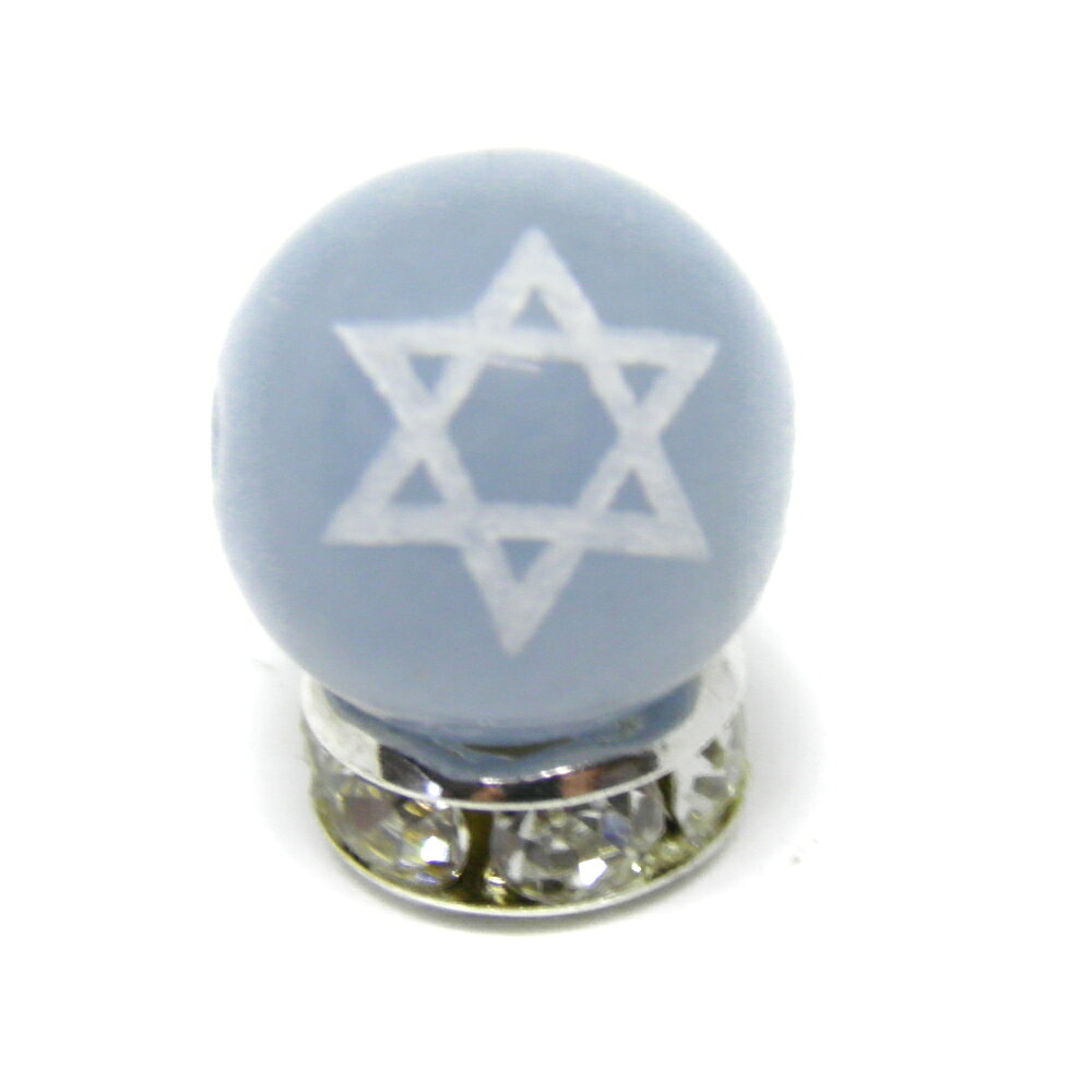 エンジェライト 10mm（白彫り）六芒星 レーザー彫刻ビーズ・彫りビーズ 1粒売り Hexagram ヘキサグラム 天然石 パワーストーン / インペリアルオーラ おしゃれ かわいい オシャレ 可愛い プレゼント ギフト 贈り物 彫刻ビーズ 彫りビーズ