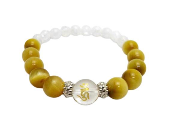 阿閃如来(あしゅく):ウン水晶梵字玉(金色)12mm ブレスレット 天然石 パワーストーン プチギフト 転勤 退職 お礼 母の日 敬老の日 クリスマス ギフト ...