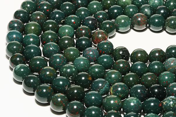 【丸ビーズ】ブラッドストーン 8mm グリーンカラー 一連 天然石 パワーストーン / インペリアルオーラ おしゃれ かわいい オシャレ 可愛い プレゼント ギ...