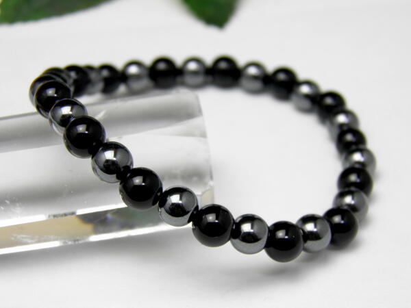 【6mm_Simple_Combiブレスレット】 オニキス&ヘマタイト 数珠 ブレスレット レディース&メンズ 天然石 パワーストーン / インペリアルオーラ ...