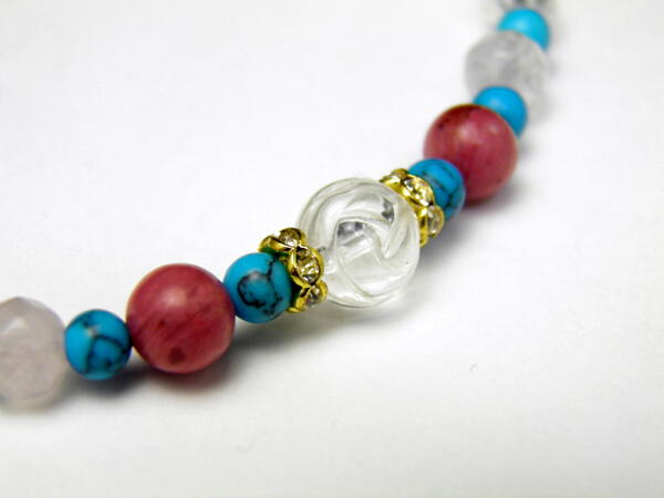 【アンクレット】 水晶薔薇モチーフ＆ロードナイト・ターコイズ・オーロラクォーツ / 天然石、パワーストーンの専門店インペリアルオーラ おしゃれ かわいい オシャレ 可愛い プレゼント ギフト 贈り物