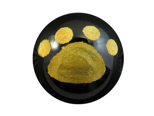 ほっこり♪♪ 猫の足跡 猫の肉球ビーズ オニキス 12mm玉 金彫り 手作りにオススメ! 天然石 パワーストーン / インペリアルオーラ おしゃれ かわいい オ...