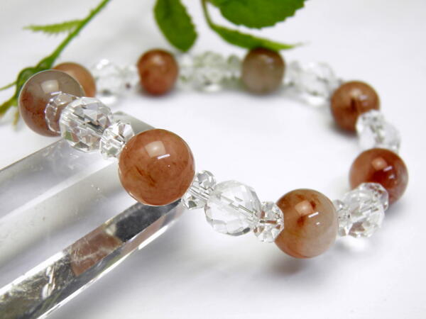 【10mm_Simple_Combiブレスレット】 レッドルチルクォーツ10mm&水晶64面カット8mm 天然石 パワーストーン / インペリアルオーラ おしゃ...