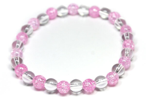 クラッククリスタル 爆裂水晶 シンプルブレスレット 6mm玉 ピンク 天然石 パワーストーン / インペリアルオーラ おしゃれ かわいい オシャレ 可愛い プレ...