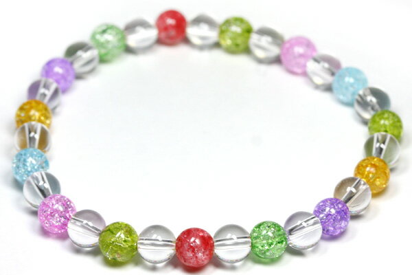 クラッククリスタル 爆裂水晶 シンプルブレスレット 6mm玉 マルチ 天然石 パワーストーン / インペリアルオーラ おしゃれ かわいい オシャレ 可愛い プレ...