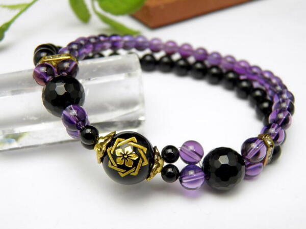 天然石 戦国武将 坂本龍馬 オニキス アメジスト 二連ブレスレット 送料無料 天然石 風水 パワーストーン プチギフト 転勤 退職 お礼 母の日 敬老の日 クリ...