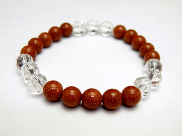 8mmシンプル3x3ブレスレット ゴールドストーン  AB0003シリーズ 風水 パ...