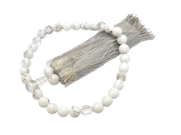 数珠(念珠)8mm いざという時の必需品・ハウ石の数珠 ホワイトハウライト 女性用 パワーストーン / インペリアルオーラ おしゃれ かわいい オシャレ 可愛い...