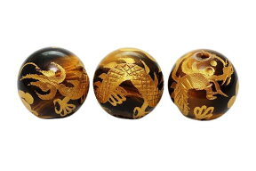 皇帝の五爪龍 タイガーアイ 金彫り10mm 【彫刻 一粒売りビーズ】 天然石 パワーストーン) / インペリアルオーラ おしゃれ かわいい オシャレ 可愛い プレゼント ギフト 贈り物