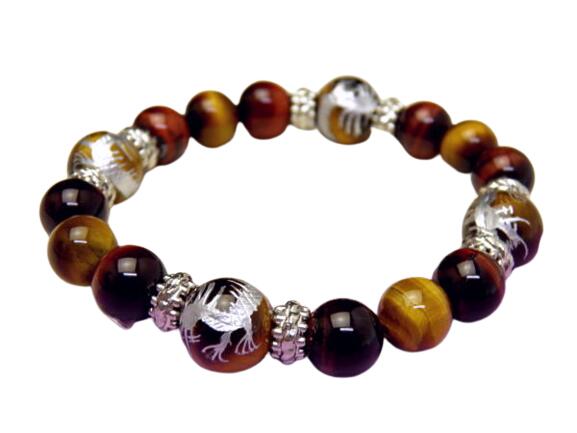 タイガーアイ銀彫りとレッドタイガーアイのブレスレット パワーストーンと天然石のブレス / インペリアルオーラ おしゃれ かわいい オシャレ 可愛い プレゼント ...