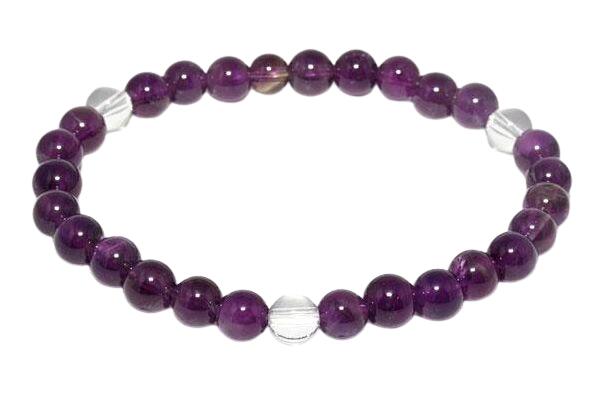 【6mmシンプル3´sブレスレット】 アメジスト 数珠 ブレスレット レディース&メンズ ギフトに最適 天然石 パワーストーン / インペリアルオーラ おしゃれ...