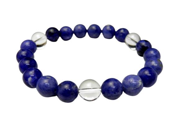 【10mm_Simple_3´sブレスレット】 10mm ソーダライト 水晶3ポイント 風水 パワーストーン / インペリアルオーラ おしゃれ かわいい オシャ...