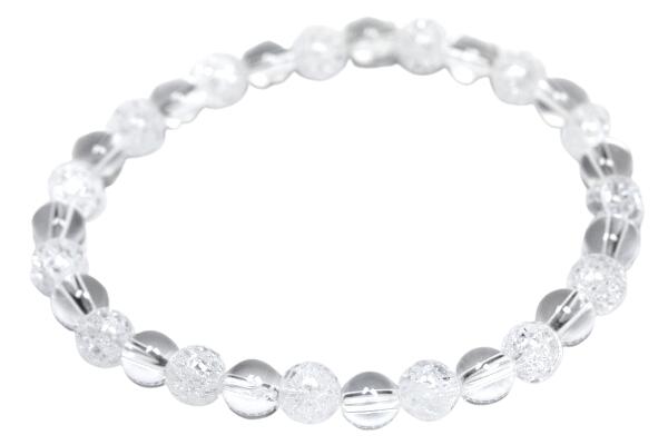 クラッククリスタル 爆裂水晶 シンプルブレスレット 6mm玉 ホワイト 天然石 パワーストーン / インペリアルオーラ おしゃれ かわいい オシャレ 可愛い プ...