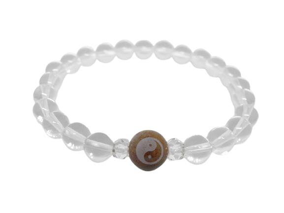 陰陽太極図 10mm玉 ブラッドストーン 素彫り ワンポイント 水晶 ブレスレット 天然石 パワーストーン プチギフト 転勤 退職 お礼 母の日 敬老の日 クリ...