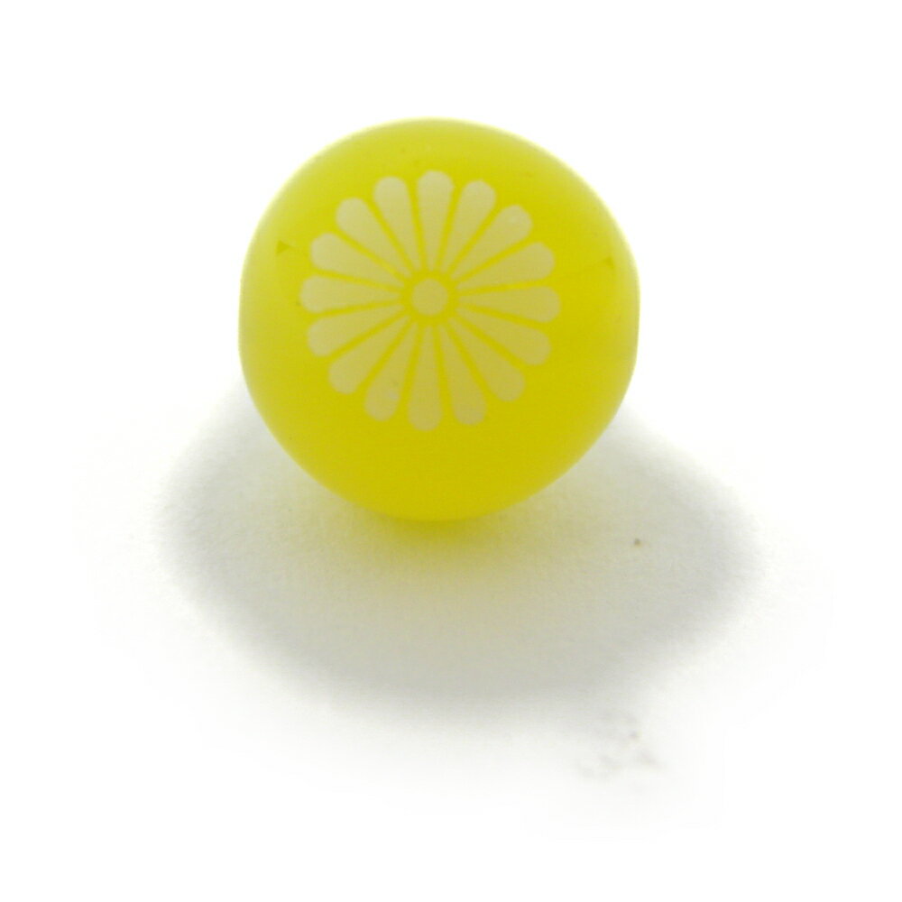 菊花紋章 イエローメノウ 10mm 素彫り【レーザー彫刻ビーズ・彫りビーズ 】パワーストーン / インペリアルオーラ おしゃれ かわいい オシャレ 可愛い プレゼント ギフト 贈り物