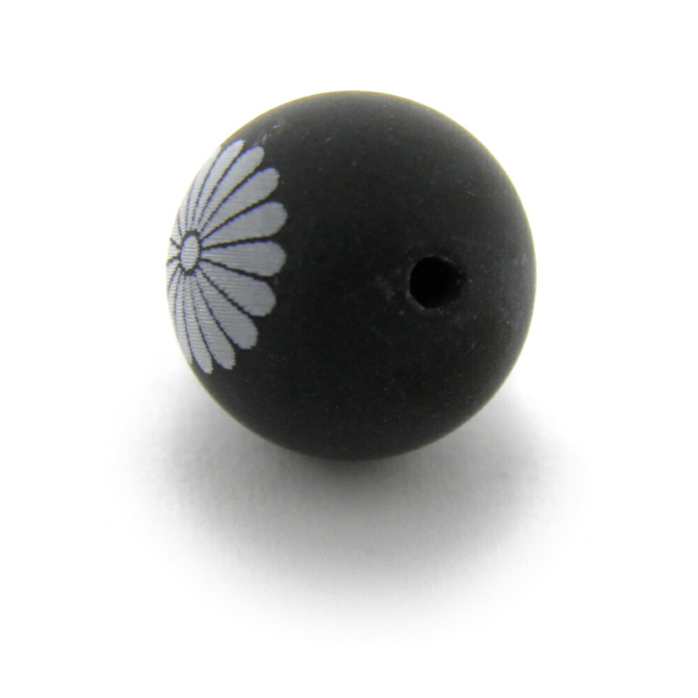 菊花紋章 菊紋章 フロストオニキス 10mm 素彫り【レーザー彫刻ビーズ・彫りビーズ ...