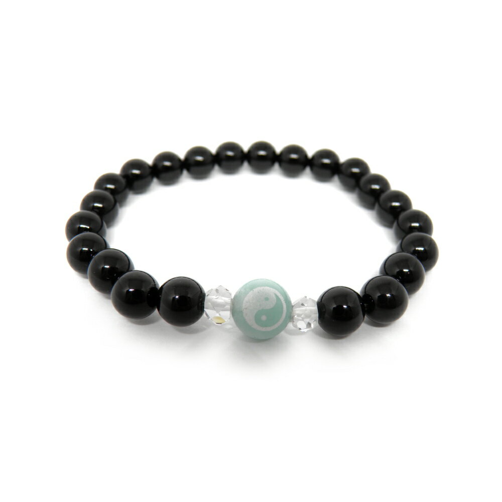 陰陽太極図 10mm玉 アマゾナイト 素彫り ワンポイント オニキス ブレスレット 天然石 パワーストーン プチギフト 転勤 退職 お礼 母の日 敬老の日 クリ...
