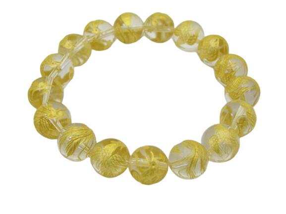 豪華絢爛 水晶金彫りブレスレット 12ミリ玉 皇帝の五爪龍・鳳凰 送料無料 / 天然石、パワーストーンの専門店インペリアルオーラ おしゃれ かわいい オシャレ ...