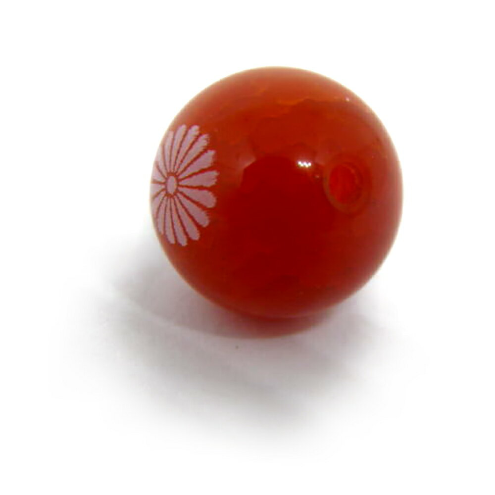 菊花紋章 赤龍紋メノウ 10mm 絵柄小 素彫り【レーザー彫刻ビーズ・彫りビーズ 】パワーストーン / インペリアルオーラ おしゃれ かわいい オシャレ 可愛い プレゼント ギフト 贈り物