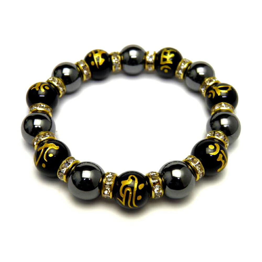 7種の梵字入り 梵字 オニキス金彫り数珠 ヘマタイト ブレスレット 天然石 パワーストーン プチギフト 転勤 退職 お礼 母の日 敬老の日 クリスマス ギフト ...