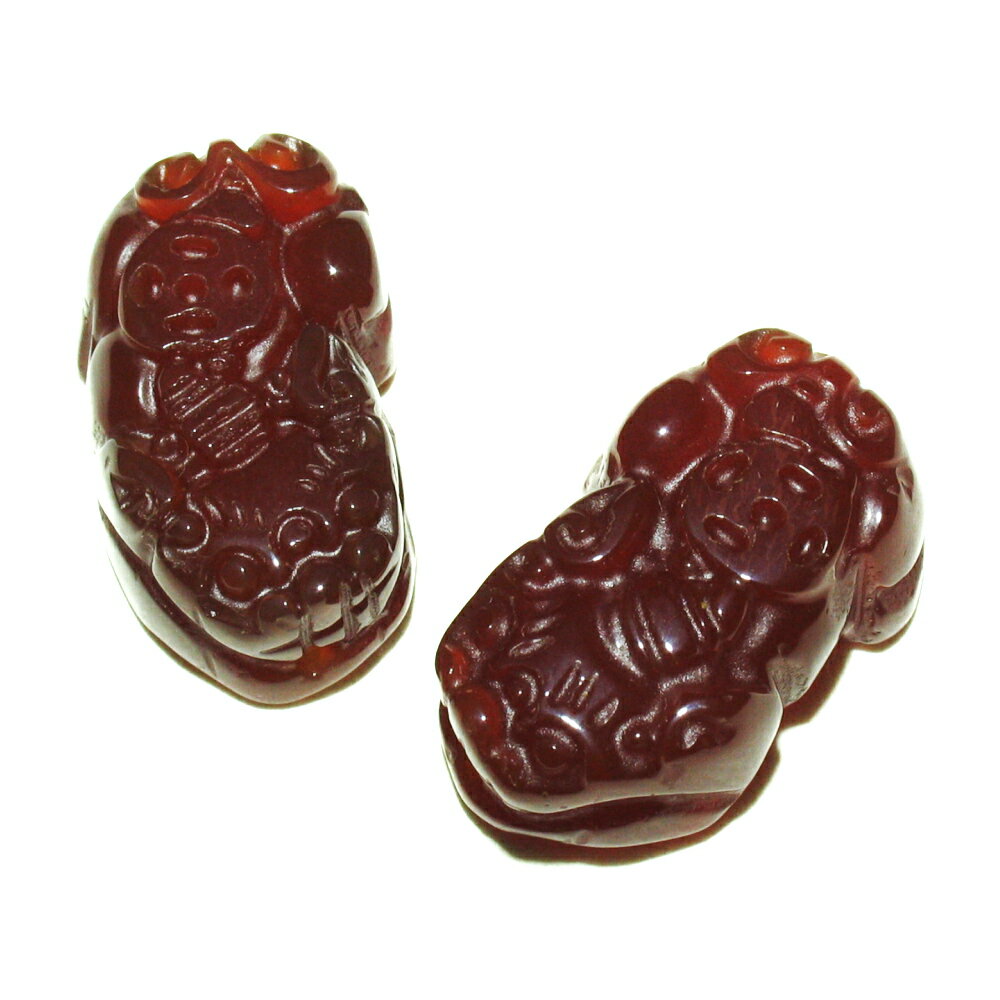 貔貅ペア ヒキュウ ひきゅう 赤瑪瑙 パーツ 約25×15×10mm 前後 天然石 パワーストーン プチギフト 転勤 退職 お礼 母の日 敬老の日 ギフト / ...