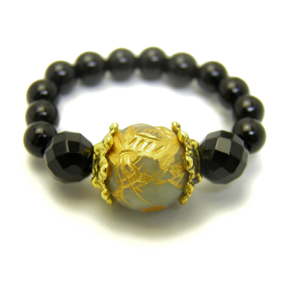 【AR0005シリーズ】金龍彫りリング・指輪 翡翠 オニキス 天然石 パワーストーン プチギフト 転勤 退職 お礼 母の日 敬老の日 クリスマス ギフト / イ...