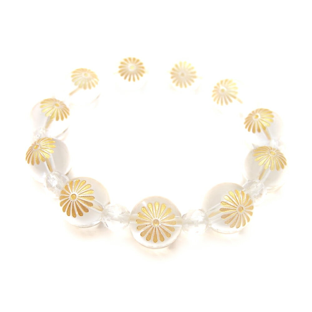 『菊紋』12mm 金彫り 水晶 ブレスレット 風水 パワーストーン プチギフト 転勤 退職 お礼 お祝い 誕生日 母の日 敬老の日 クリスマス ギフト プレゼン...