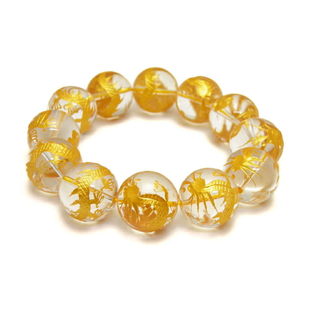 20mm 水晶 龍 大玉ブレスレット 数珠 ブレスレット 金龍 黒龍 藍龍 銀龍 赤龍 天然石 パワーストーン / インペリアルオーラ おしゃれ かわいい オシャレ 可愛い プレゼント ギフト 贈り物