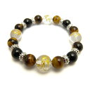 天然石 四神獣ブレスレット 金彫り四神獣 水晶&タイガーアイ&オニキス パワーストーン 四神相応数珠ブレスレット バラ売り メンズ レディース 四神獣パワースト...