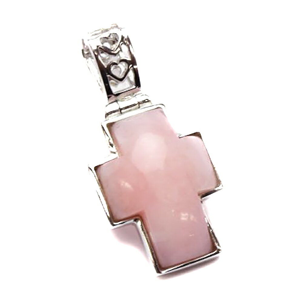 天然石 クロスハートペンダントトップ ピンクオパール 1個売り パワーストーン ピンクオパールPT レディース メンズ クロスペンダントヘッド パワーストーン ...