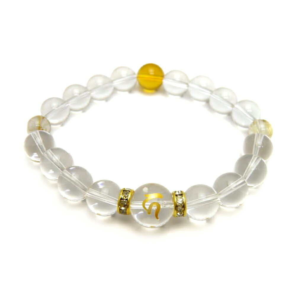 カ 地蔵菩薩 水晶梵字玉(金) 12mm ブレスレット 天然石 パワーストーン プチギフト 転勤 退職 お礼 母の日 敬老の日 クリスマス ギフト / インペリ...