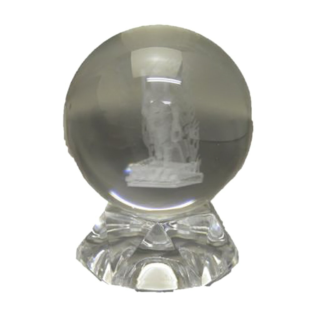 【彫刻置物】丸玉 人工水晶 不動明王 (レーザー彫刻) 約50mm 風水 パワーストーン プチギフト 転勤 退職 お礼 母の日 敬老の日 ギフト / インペリア...