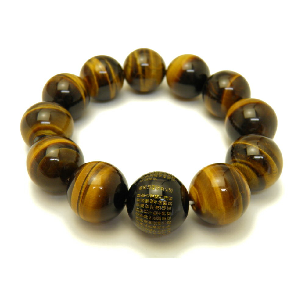 オニキス (金彫り) 般若心経 20mm タイガーアイ ブレスレット 天然石 パワーストーン プチギフト 転勤 退職 お礼 母の日 敬老の日 ギフト / インペ...