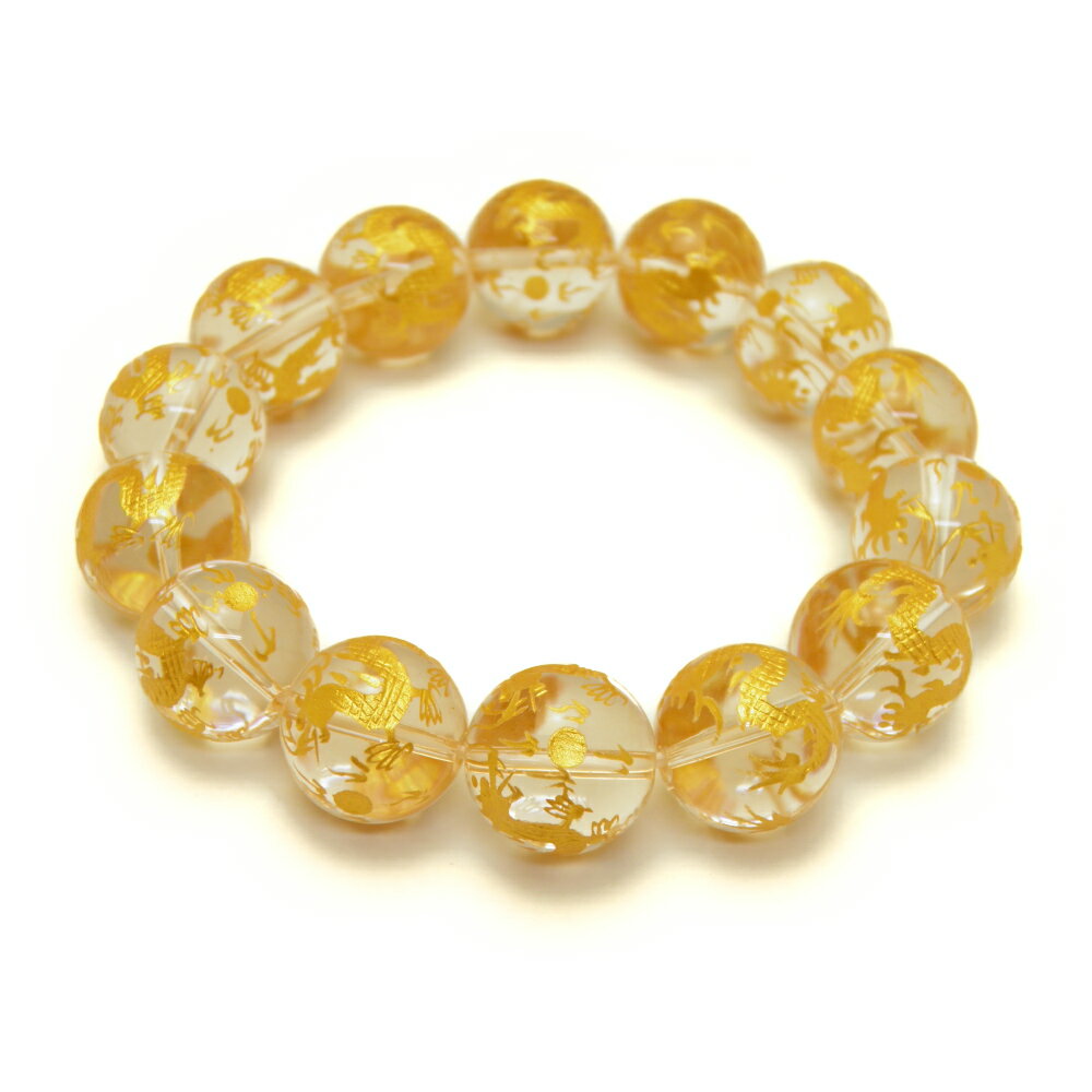 双龍 金彫り 水晶 16mm ブレスレット 天然石 パワーストーン / インペリアルオーラ おしゃれ かわいい オシャレ 可愛い プレゼント ギフト 贈り物