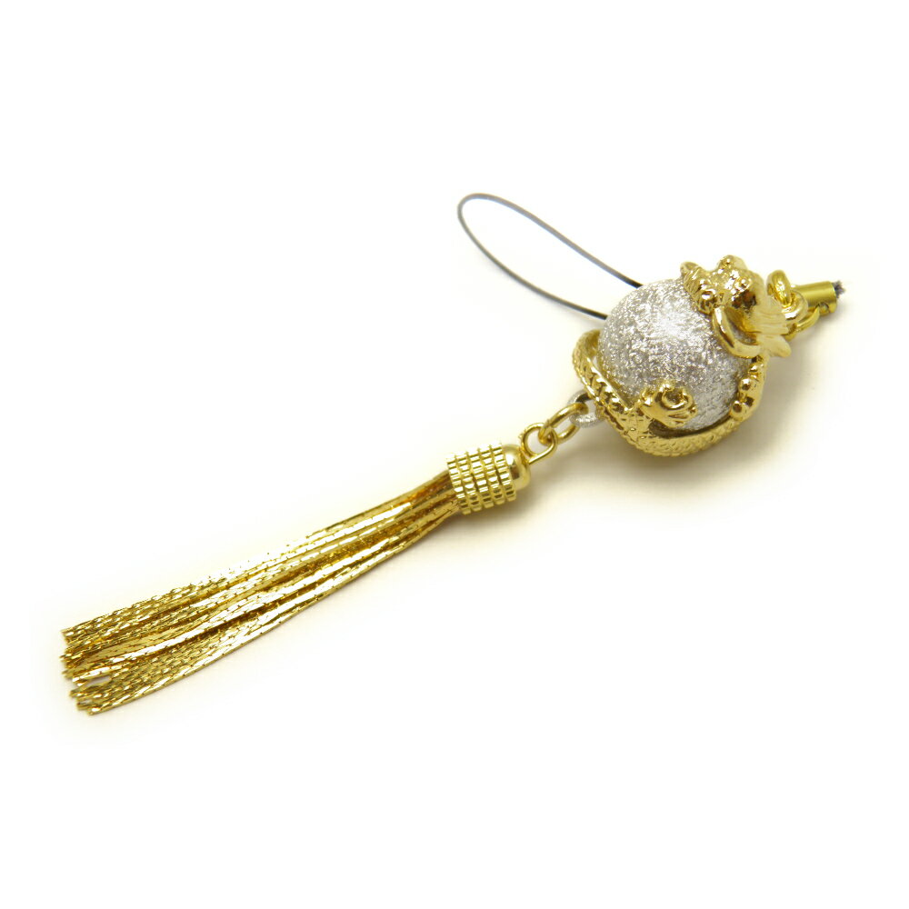 シルバー タッセル付き 水琴鈴 ストラップ 宝珠 鈴 黄金龍神 根付 龍 ストラップ 縁起物 お守り プレゼント 母の日 ギフト 贈り物 お祝い 鈴のストラップ...