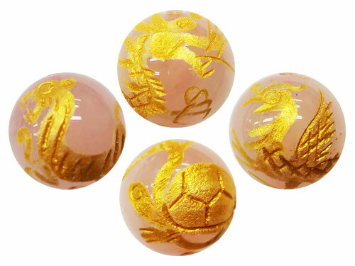 四神獣4点セット タイプ3 ローズクォーツ金彫り 彫刻ビーズ 10mm玉 青龍・朱雀・白虎・玄武 天然石 パワーストーン / インペリアルオーラ おしゃれ かわ...