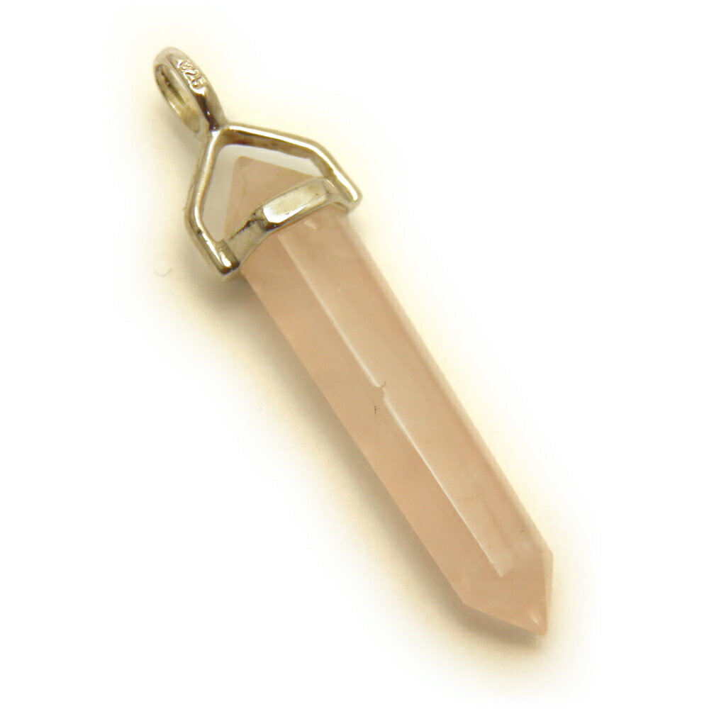 シルバーダブルポイント ペンダントトップ (小:約6x30mm) ローズクォーツ 天然石 パワーストーン / インペリアルオーラ おしゃれ かわいい オシャレ ...