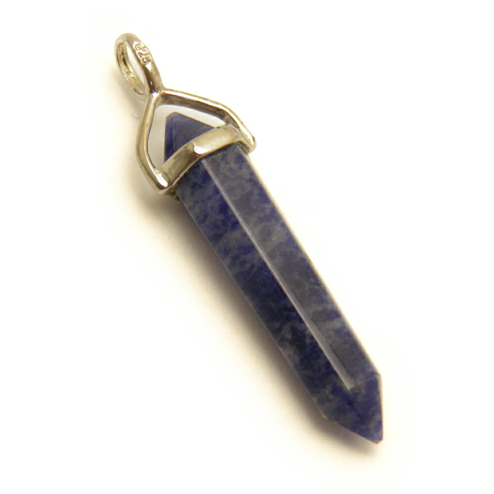 シルバーダブルポイント ペンダントトップ (小:約6x30mm) ソーダライト 天然石 パワーストーン / インペリアルオーラ おしゃれ かわいい オシャレ 可...