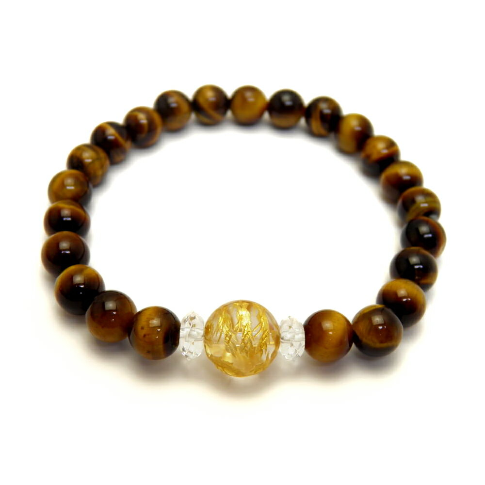 九頭龍 くずりゅう 水晶 (金色入り)12mm タイガーアイ ブレスレット 天然石 パワーストーン / インペリアルオーラ おしゃれ かわいい オシャレ 可愛い...