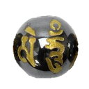 ヘマタイト 六字真言 金彫り 1粒売り 12mm 【彫刻 一粒売りビーズ】 風水 パワーストーン / インペリアルオーラ おしゃれ かわいい オシャレ 可愛い ...