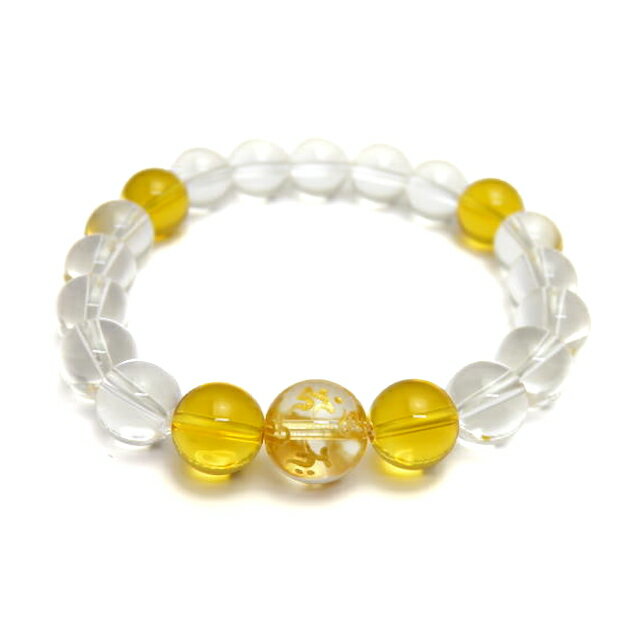 十三仏梵字(金字) 水晶 12mm デザインブレスレット 天然石 パワーストーン プチギフト 転勤 退職 お礼 母の日 敬老の日 クリスマス ギフト / インペ...