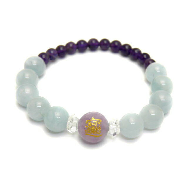 招財進寶 ラベンダーアメジスト(金色入り)12mm アクアマリン アメジスト ブレスレット 金運 天然石 パワーストーン / インペリアルオーラ おしゃれ かわ...