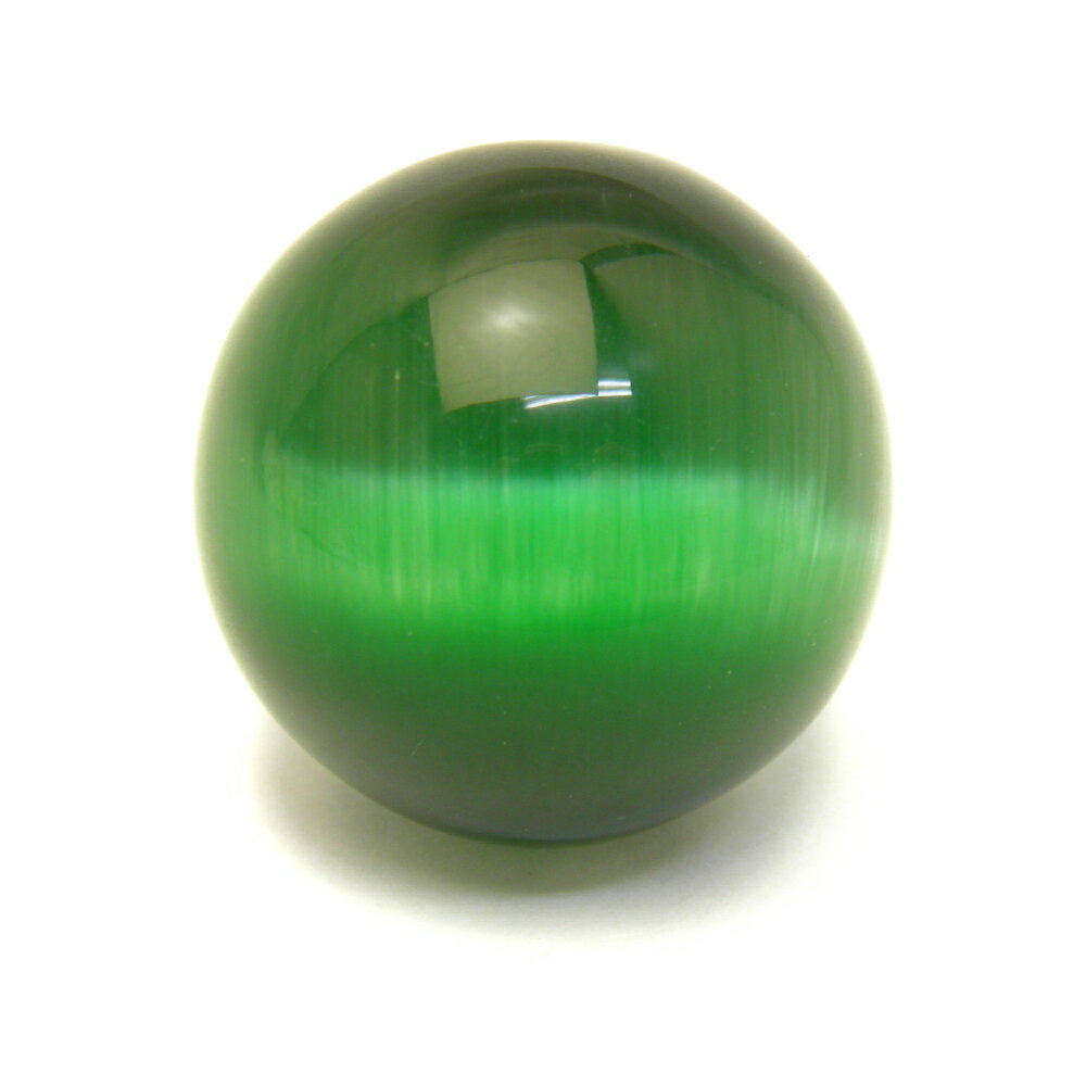 人工キャッツアイ 丸玉 30mm グリーン 穴なし パワーストーン / インペリ...